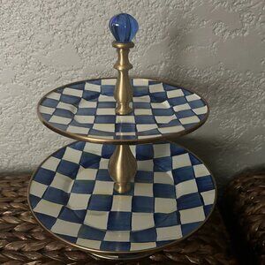Mackensie  Childs  blue courtly check enamel two tier